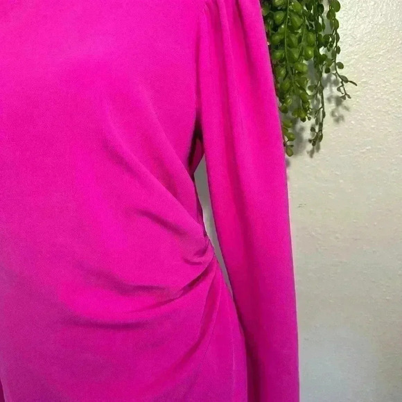 A.L.C Jane crepe Mini Dress in Hot Pink Long Sleeve wrap ALC 6 Christmas Holiday - Picture 7 of 16